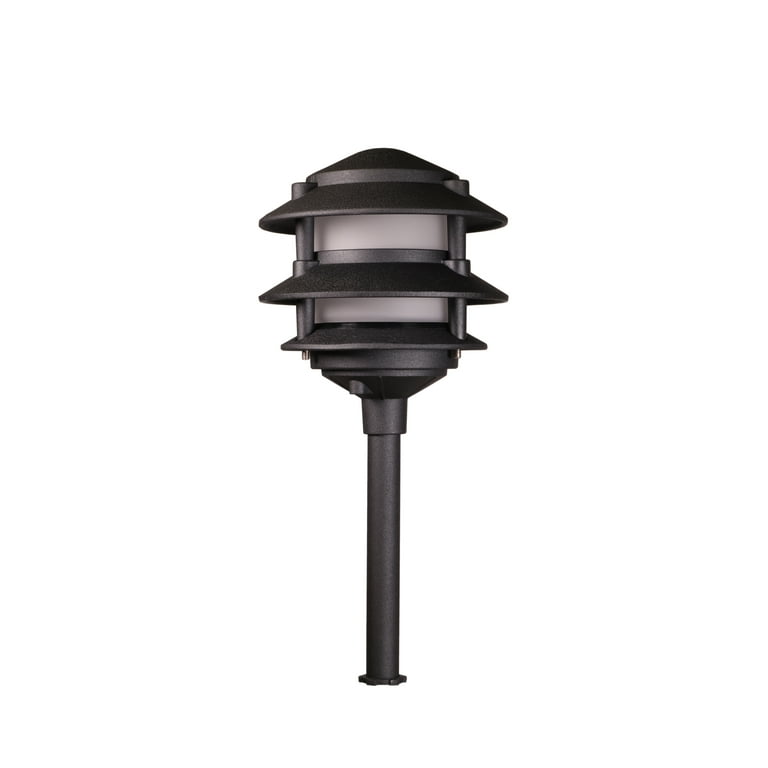 Best Pro Lighting Outdoor Backyard Accent Low Voltage 3 Tier Pagoda Landscape Light Cast Aluminum in Black Walmart