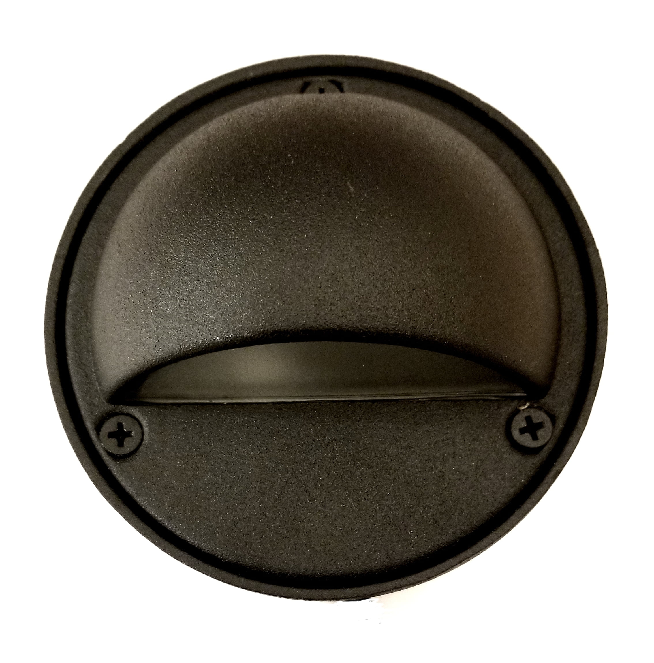 Black Aluminum Round Outdoor Step/Deck Light with Frosted Glass