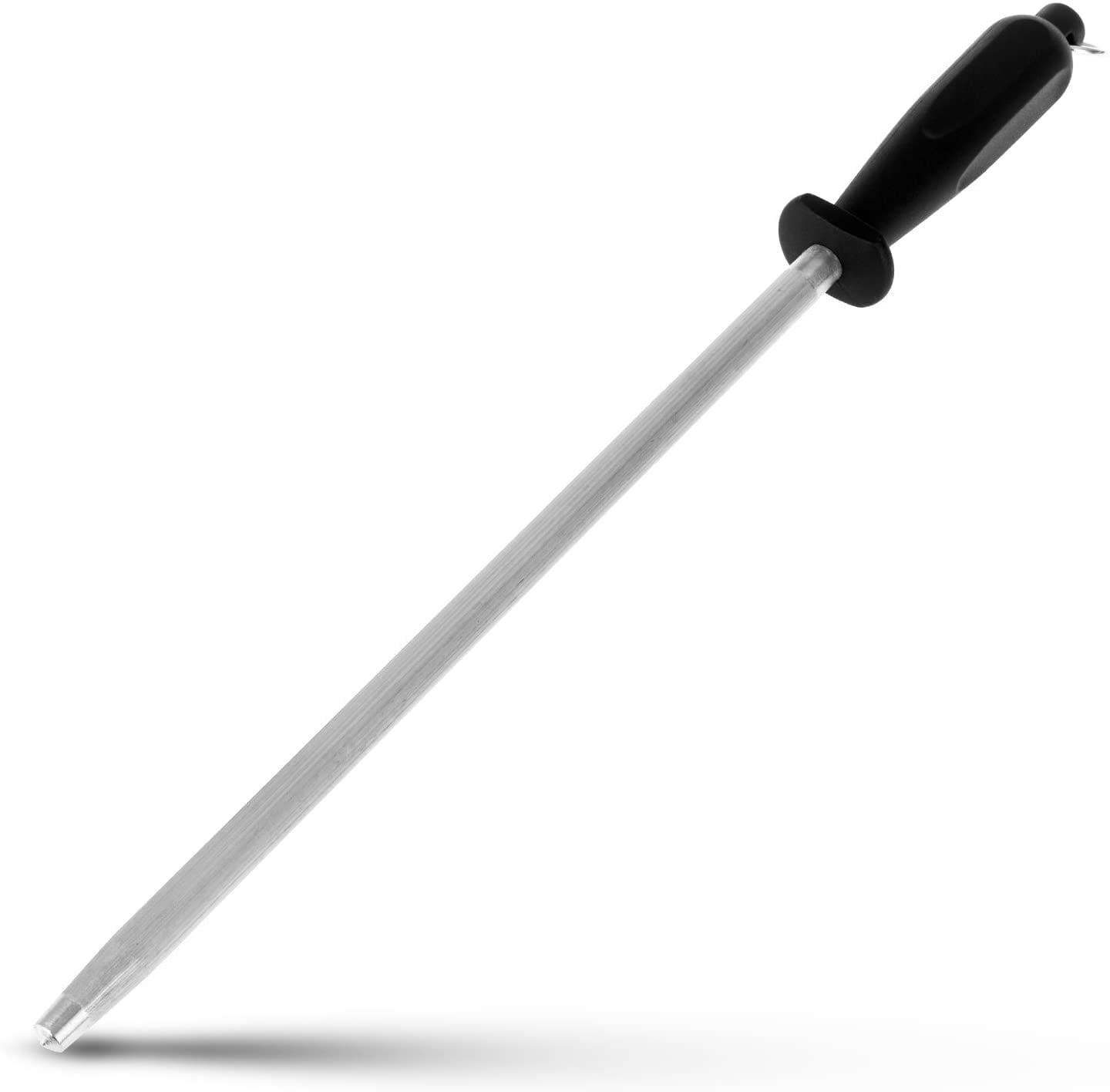 Professional Black Carbon Steel Knife Sharpening Rod, 12 Inch