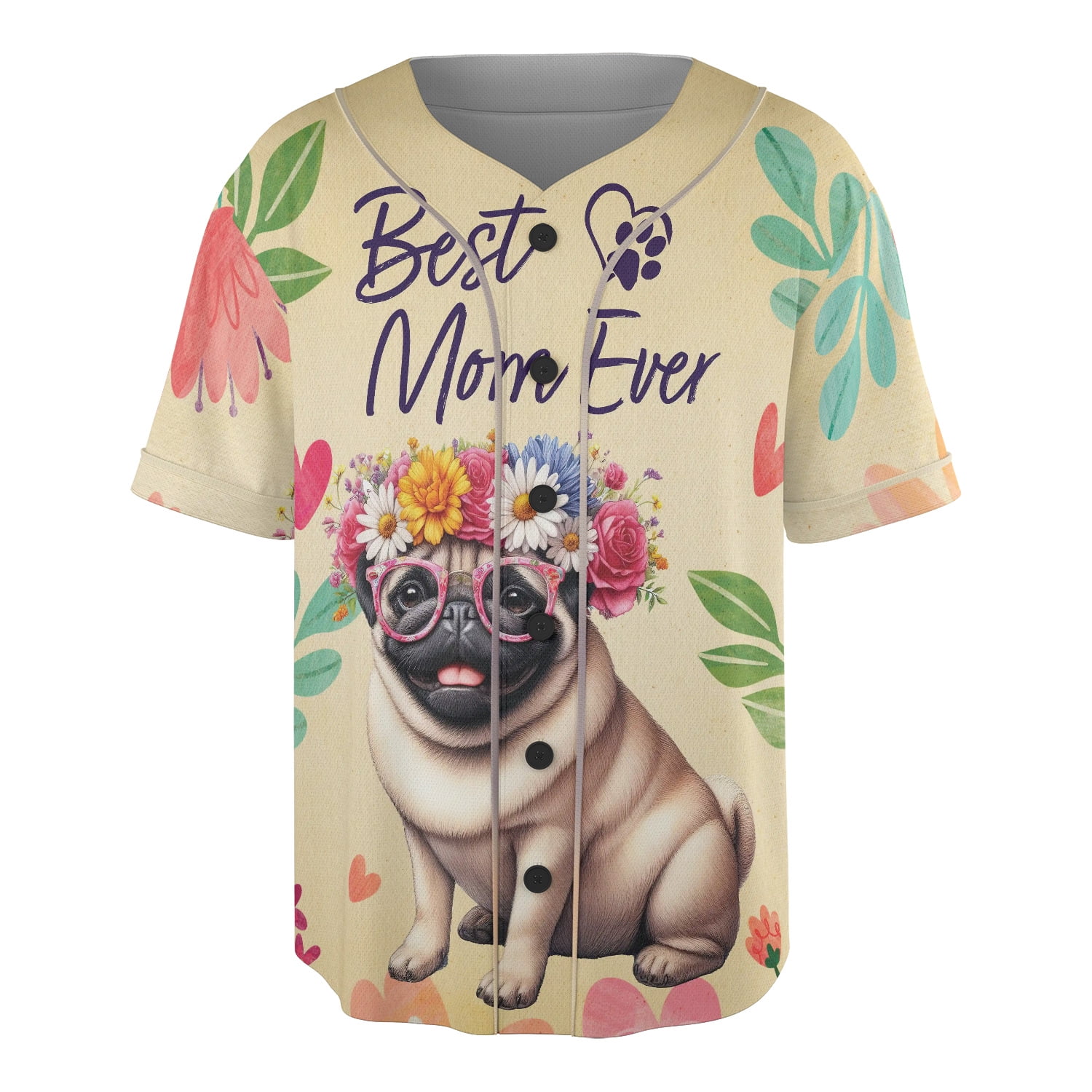 Best Pug Mom Ever Happy Mother's Day All Over Print 3D Baseball Shirt ...