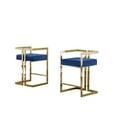 thumbnail image 1 of Best Quality Furniture 24" Uph Accent Counter Chairs, Navy Blue Velvet, Chrome Gold - Set of 2, 1 of 4