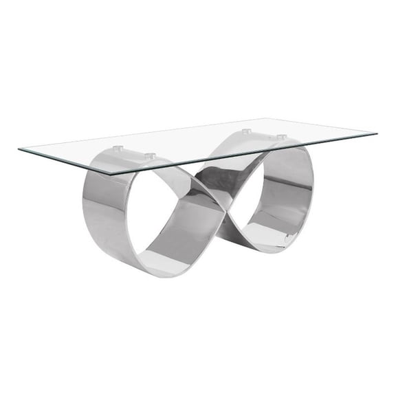 Best Quality Furniture 78" x 42" Clear Tempered Glass Table with Stainless Steel