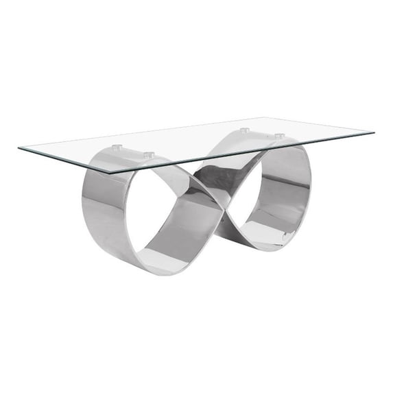 Best Quality Furniture 78" x 42" Clear Tempered Glass Table with Stainless Steel
