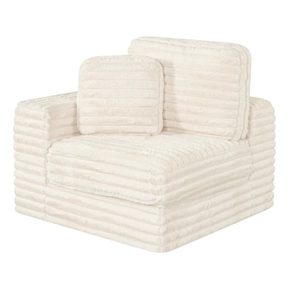 Best Quality Furniture Beige Fluffy Fabric Compressed Modular Corner Chair