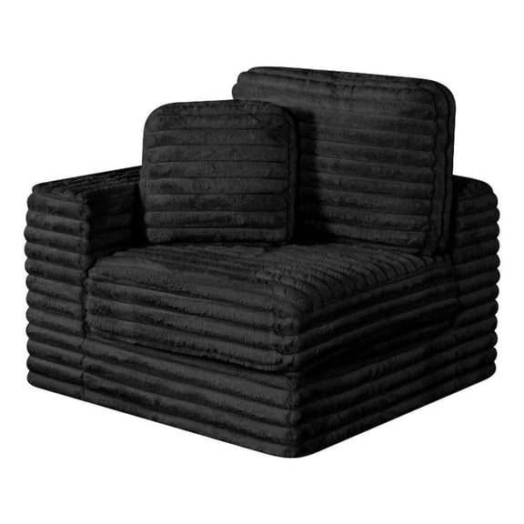Best Quality Furniture Black Fluffy Fabric Compressed Modular Corner Chair