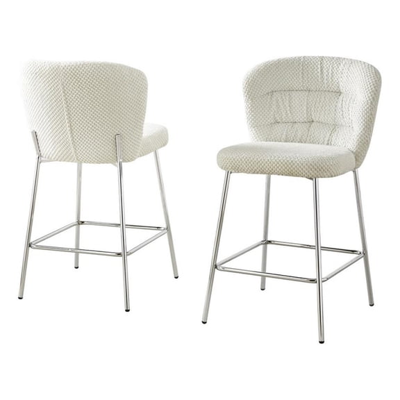 Best Quality Furniture Cream Fluffy Checker Textured Fabric Counter Chairs