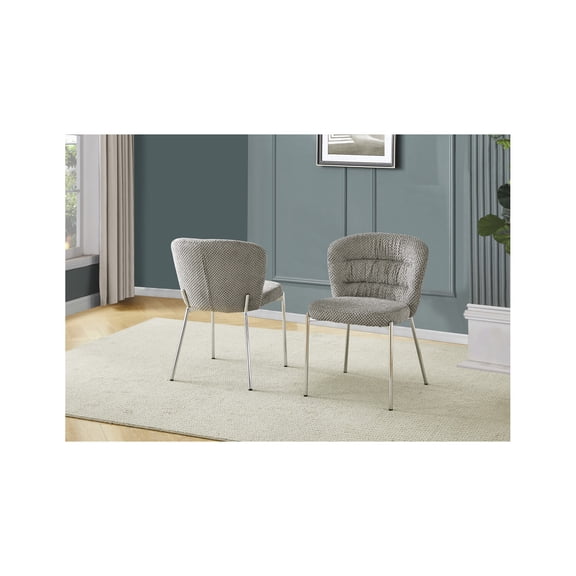 Best Quality Furniture Gray Fluffy Checker Textured Fabric Side Chairs