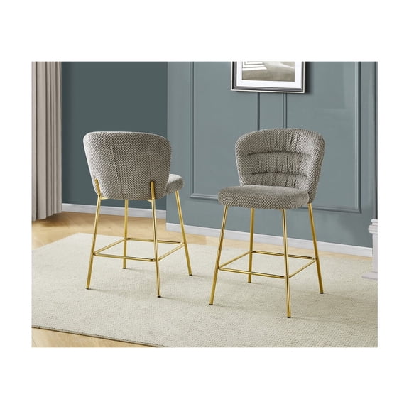 Best Quality Furniture Gray Fluffy Checker Textured Fabric Counter Chairs
