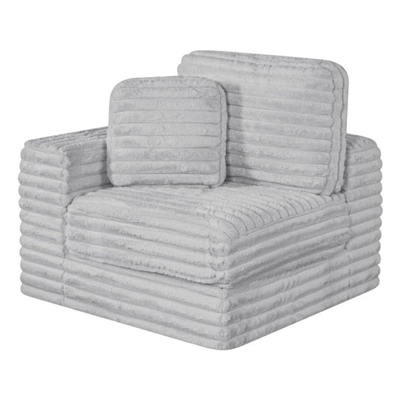 Best Quality Furniture Light Gray Fluffy Fabric Compressed Modular Corner Chair