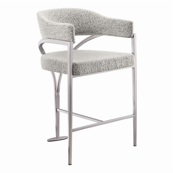 Best Quality Furniture Boucle Fabric Bar Stool with Silver Iron Chrome ...