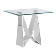 Best Quality Furniture Stainless Steel & Tempered Glass End Table in Clear