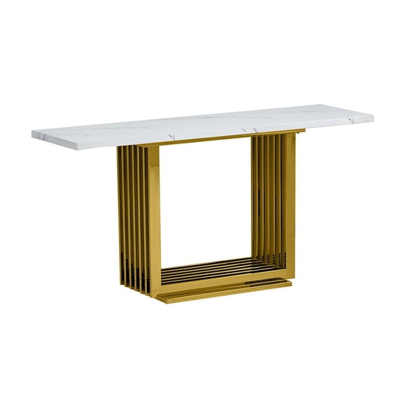 Best Quality Furniture White Marble Console Table with Gold Steel Base