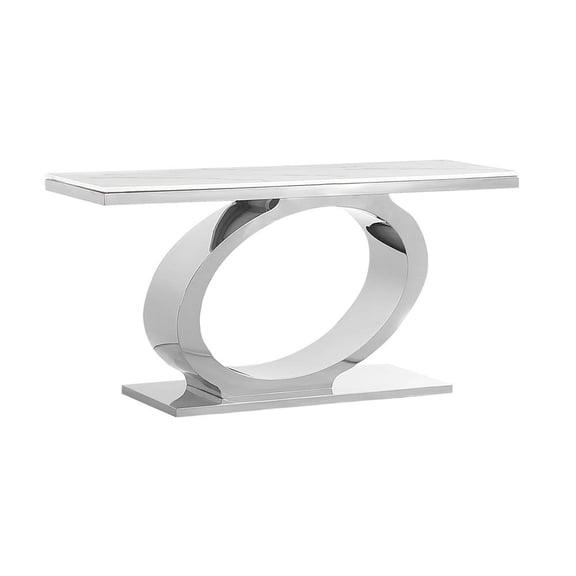 Best Quality Furniture White Marble Console Table with Stainless Steel Oval Base