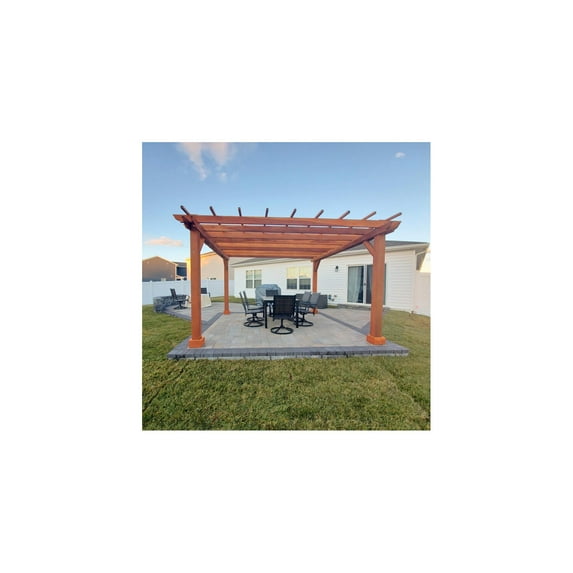 Best Redwood 1905 Super Deck Redwood Pergola-Size:20 ft x 20 ft