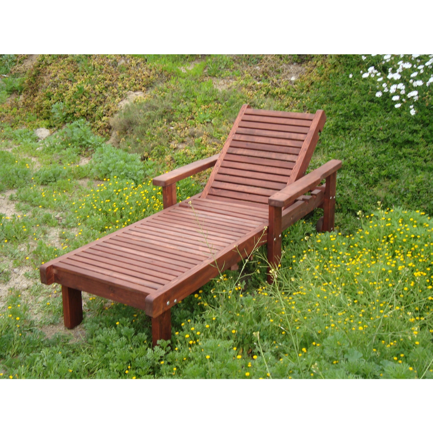 Best Redwood 24" Solid Wood Outdoor Chaise Lounge in Mission Brown ...