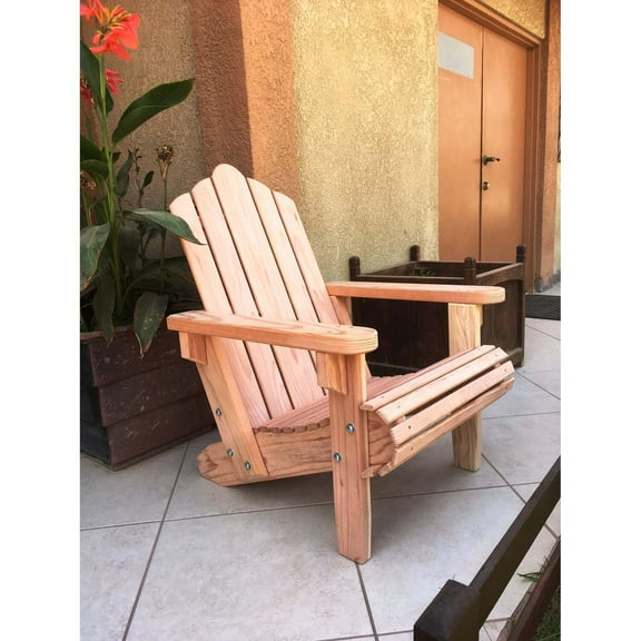 Best Redwood 36" Solid Wood Adirondack Chair in Natural Heart Stain