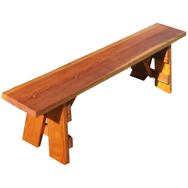 Best Redwood 6ft Farmhouse Solid Wood Picnic Bench in Natural - Walmart.com