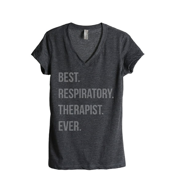 Best Respiratory Therapist Ever Women's Fashion Relaxed V-Neck T-Shirt Tee Charcoal Grey 2X-Large