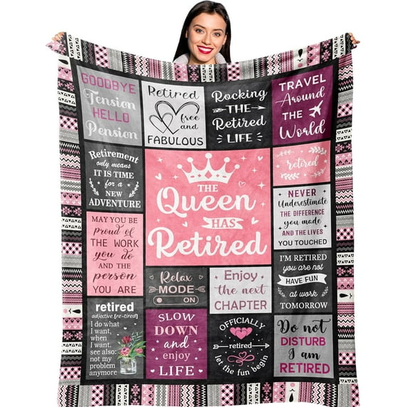 Best Retirement Gift for Woman 2025, Happy Retirement Gifts for Teacher/Coworker, The Queen Has Retired Gift for Women, Farewell/Leaving/Going Away Gifts, Funny Retired Blanket