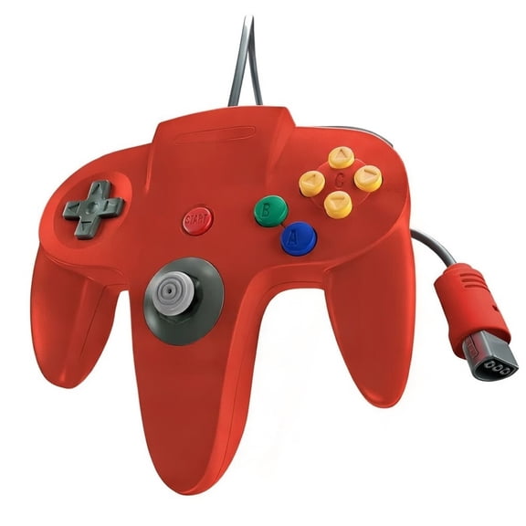 RetroFam Wired Video Game Controller for Nintendo 64 N64 Game Console, Red