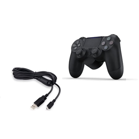 RetroFam Playstation 4 Wireless Gaming PS4 Controller with Charging Cable, Black