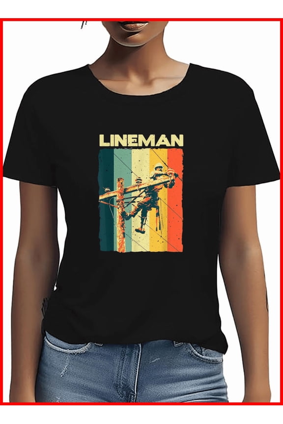 Best Retro Lineman Gift for Electricians Engineering Aesthetic Unisex T-Shirt, up to Size 5XL