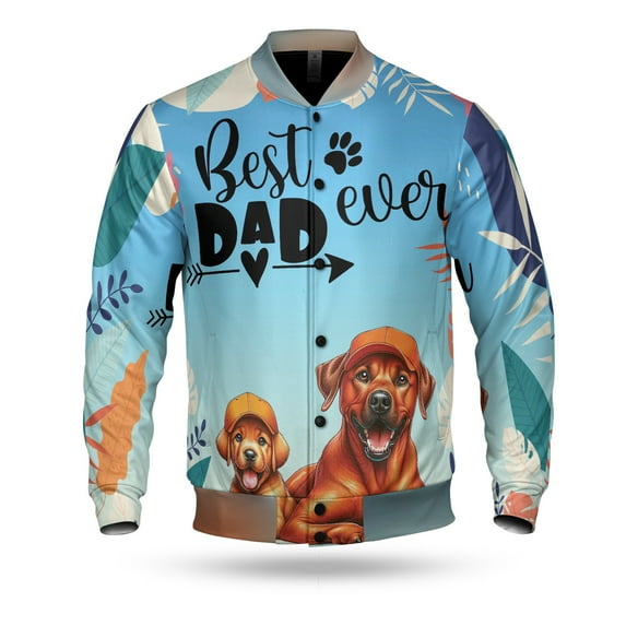 Best Rhodesian Ridgeback Dad Ever Happy Father's Day All Over Print 3D Baseball Jacket Ridgebacks Dog Lover Gifts Bomber Jacket Softball - 02006