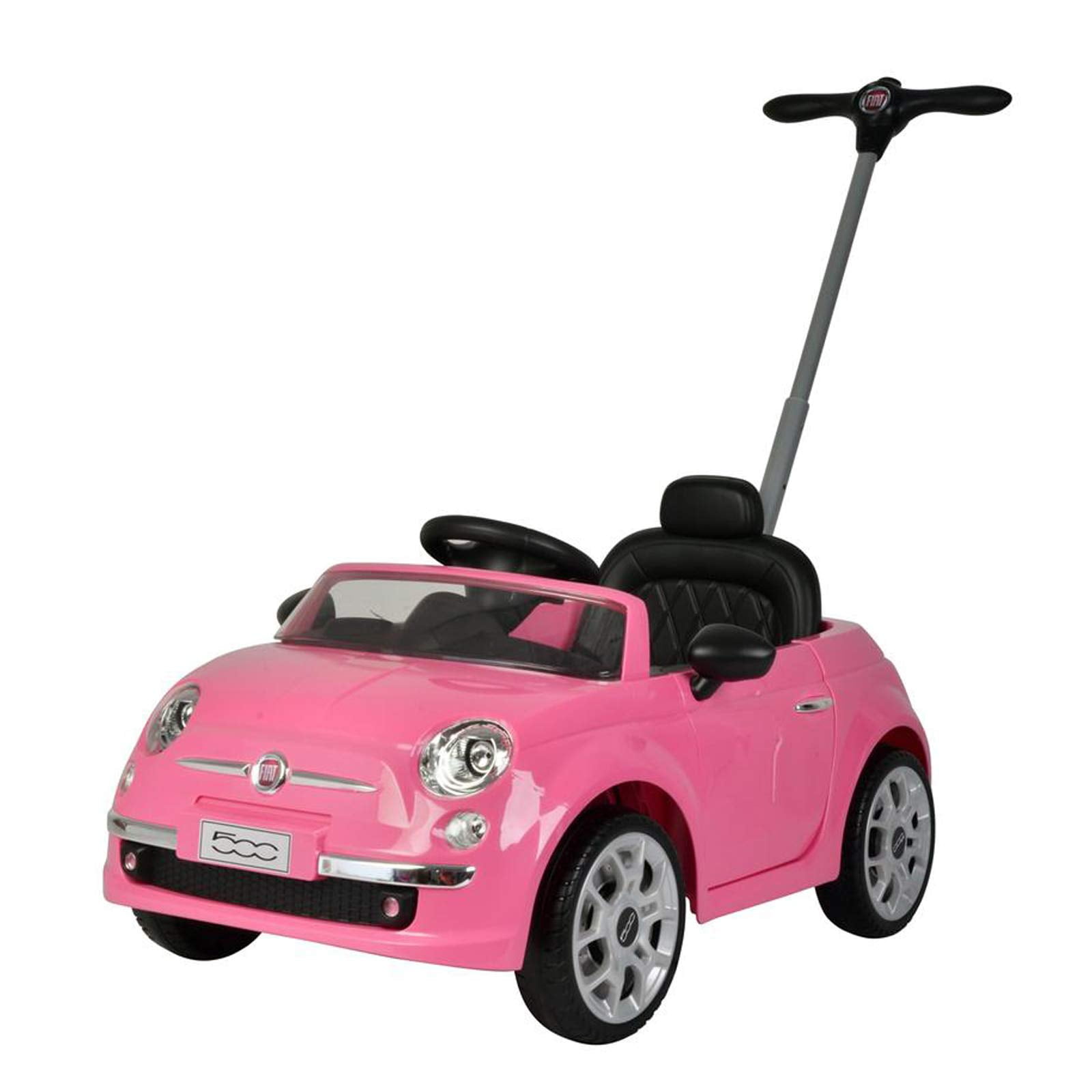 Pink Fiat 500 Toddler Push Car Stroller with Lights