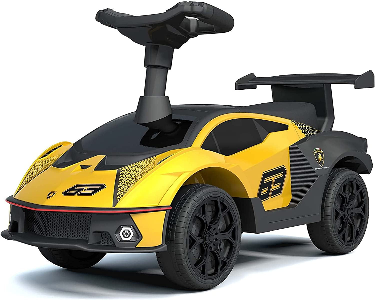 Yellow Lamborghini SCV12 Push Car with Storage and Music