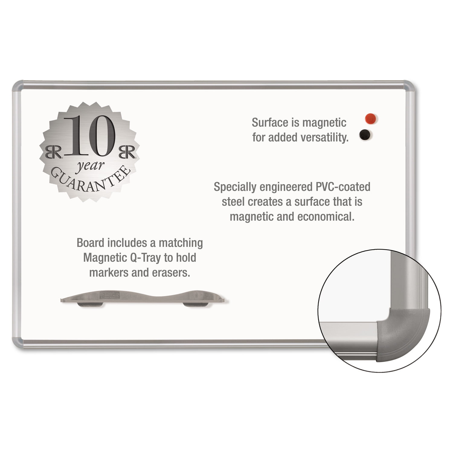 Magne-Rite Magnetic Dry Erase Board, 72 x 48, White Surface, Silver Aluminum Frame Magne-Rite Magnetic Dry Erase Board, 72 x 48, White Surface, Silver Aluminum Frame
