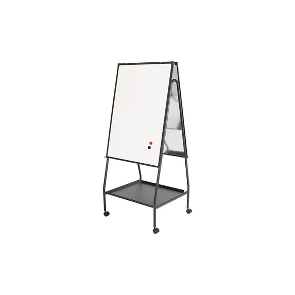 Best-Rite Adjustable Mobile Easel - Double Sided Porcelain Dry Erase Board - 59.5" - 65" - Rolling Easel