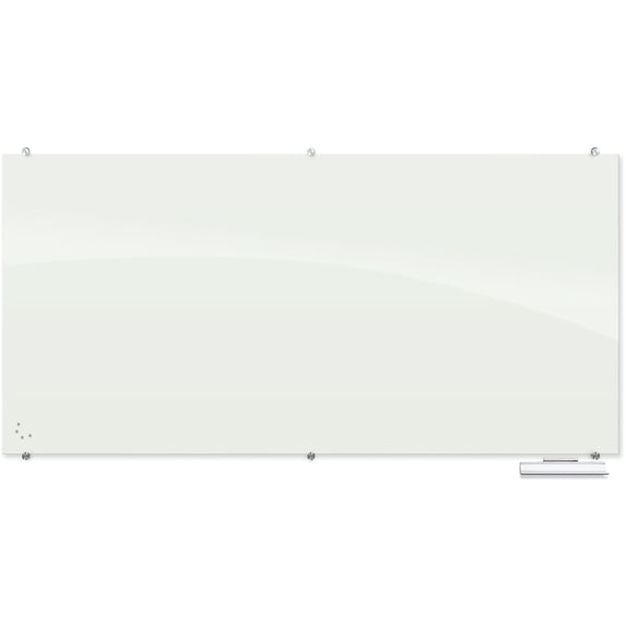 Mooreco Dry Erase Board, Glass, 48 in, 96 in, No Frame Frame, White, Gloss 83846