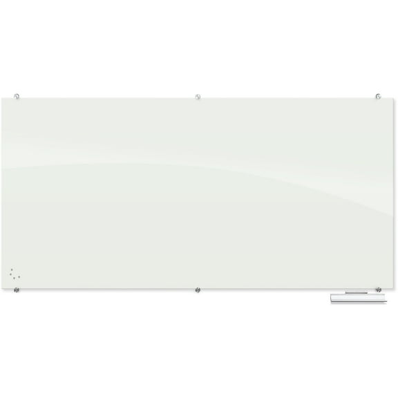 Mooreco Dry Erase Board, Glass, 48 in, 96 in, No Frame Frame, White, Gloss 83846