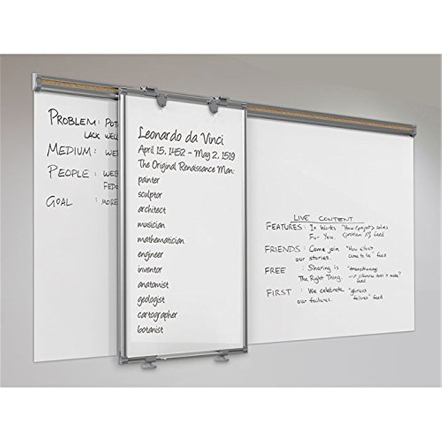 BestRite Whiteboard Track System 6'Track & 1 Hanging Panel & 2 Frog