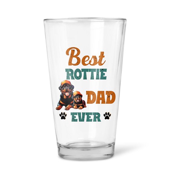 Best Rottweiler Dad Ever Happy Father's Day 16oz Pint Beer Glass Mug Rottie Dog Lover Gifts Idea Beer Glasses Cup - 02006