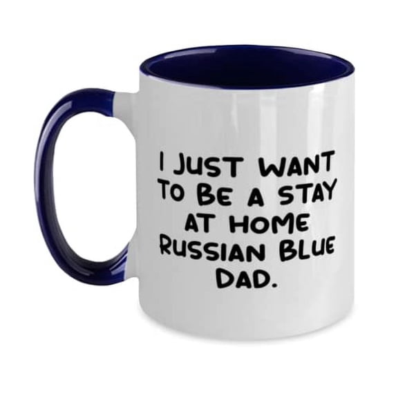Best Russian Blue Cat, I Just Want to Be a Stay at Home Russian Blue Dad, Reusable Two Tone 11oz Mug For Friends From Friends