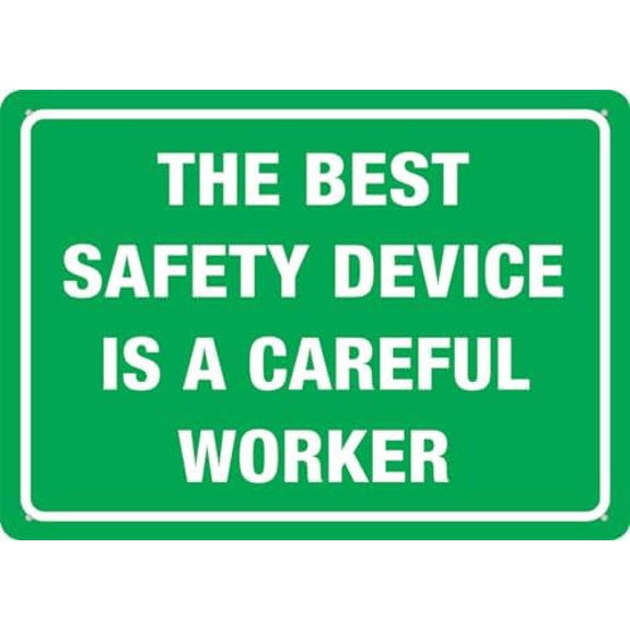 The Best Safety Device Is A Careful Worker 8 X 12 Inches Rust Free Aluminum - Uv Protected, Waterproof, Weatherproof And Fade Resistant - 4 Pre-Drilled Holes