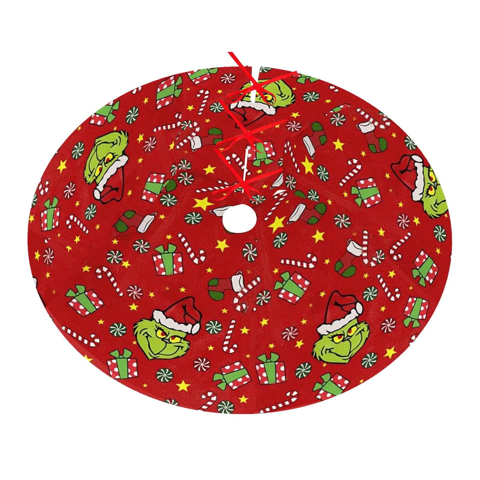 Best Sale! Gr1nch Tree Skirt Christmas Tree Skirt, Red & Green Merry