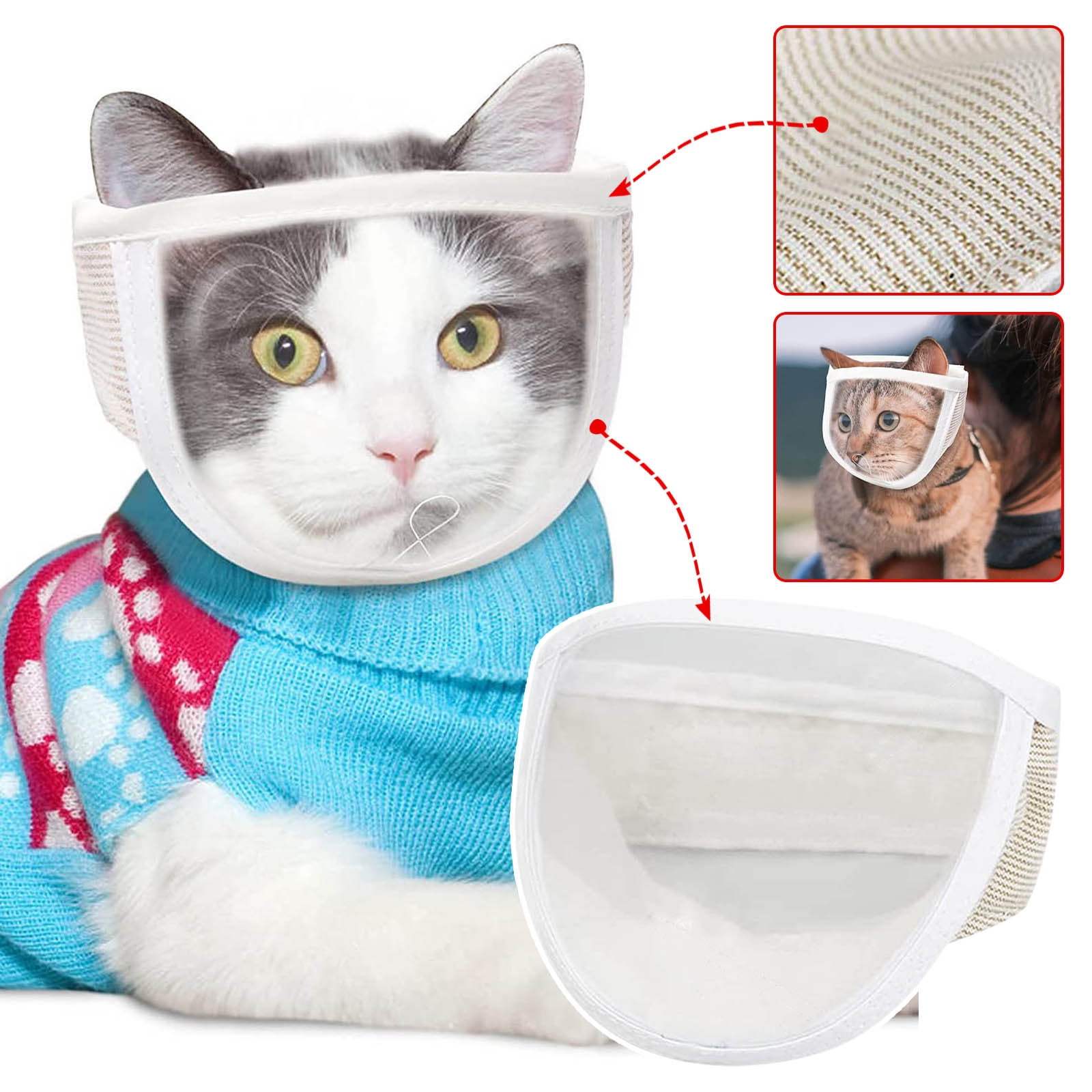 Best Sale! MIARHB Cat Muzzle for Grooming, Breathable Transparent Cat