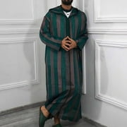 Best Sales! WEANT Men's Saudi Arabic Long Sleeve Robe Ramadan Muslim Dress Middle Islamic Clothing(Green,X-Large)