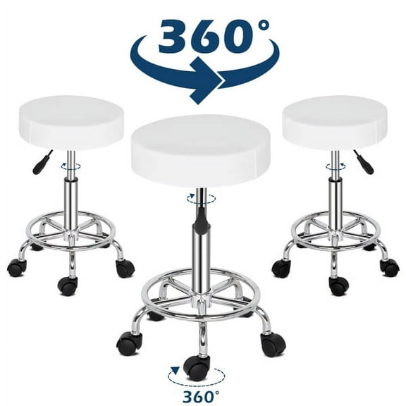Best Rolling Stool Adjustable Swivel Stool with Noiseless Rubber Wheels and Foot Rest for Kitchen Medical Esthetician Studio
