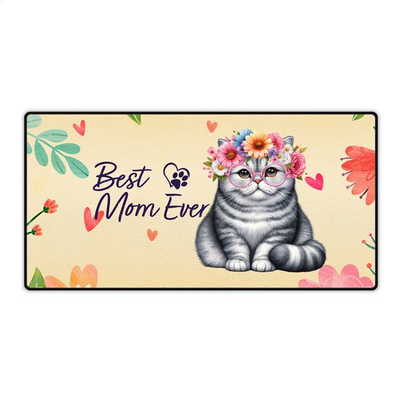 Best Scottish Fold Mom Ever Happy Mother's Day Desk Mat Full Keyboard Mouse Pad Cat Lover Kitten Owner Gifts Large Mousepad - 02002