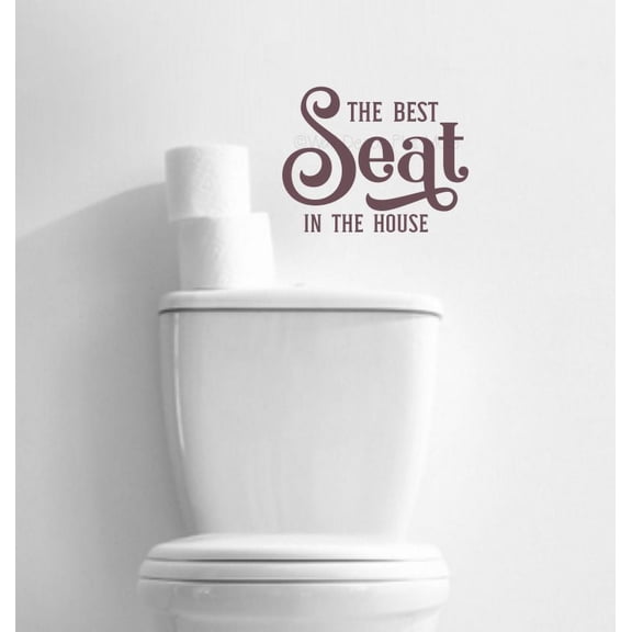 Best Seat in House - Bathroom Decor Wall Art - Die-cut Adhesive Wall Lettering - Vinyl Decal Sticker Words 18x14-Inch Eggplant