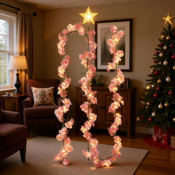 Best Sellers karymi Christmas Decoration Artificial Cherries Blossoms Rattan Hanging Indoor Home Thanksgiving Day Christmas Party Fireplace Decoration Christmas Tree Decoration Christmas Ornaments