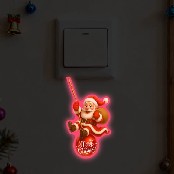 Best Sellers karymi Santa Claus Fluorescent Glow in the Dark Stickers Merry Christmas Design Self Adhesive Window Wall Door Holiday Decor Set of 2 Room Decor up to 70% off Super Savings Week