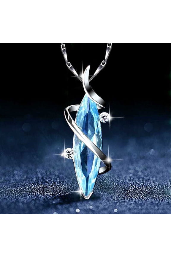 Best-Selling Fashion Four-Leaf Clover Blue Pendant Necklace - Ocean Blue Diamond Shape, Vintage European and American Style, Elegant Clavicle Chain for Women