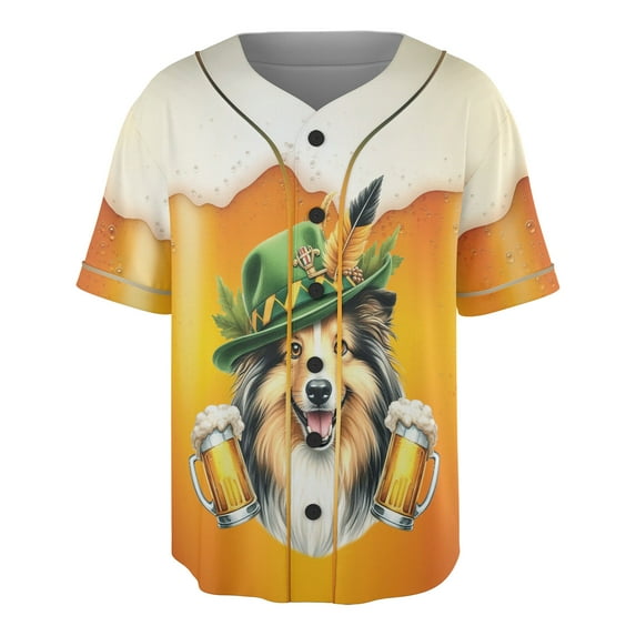 Best Shetland Sheepdog Dad Proud Beer Lover Happy Oktoberfest All Over Print 3D Baseball Shirt Sheltie Dog Lover Gifts Softball Sport - 02016