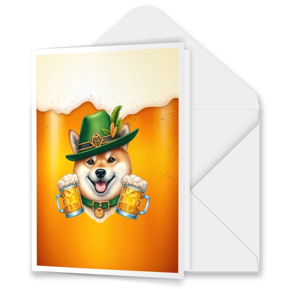 Best Shiba Inu Dad Proud Beer Lover Happy Oktoberfest 5x7in Folded Greeting Card Shibas Dog Lovers Gifts Idea Single Note Card with Envelope - 02016