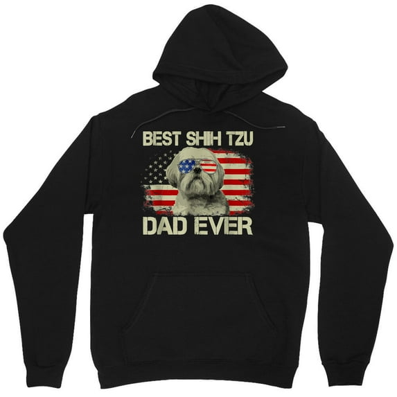 Best Shih Tzu Dad Ever Dog Lover American Flag Graphic Patriotic Gift - Comfortable Fit M1771 Unisex Hoodie, Up to Size 5XL