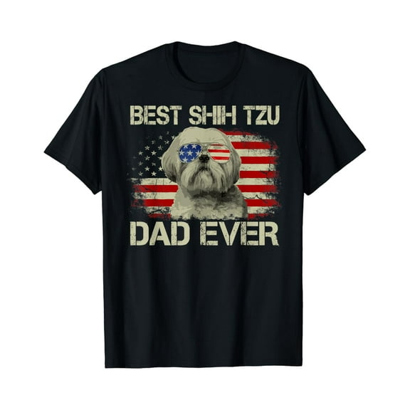 Best Shih Tzu Dad Ever Tshirt Dog Lover American Flag Gift T-Shirt Unisex S-5XL Hot Trending Shirt, Vintage Birthday Gift